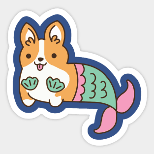corgi mermaid Sticker